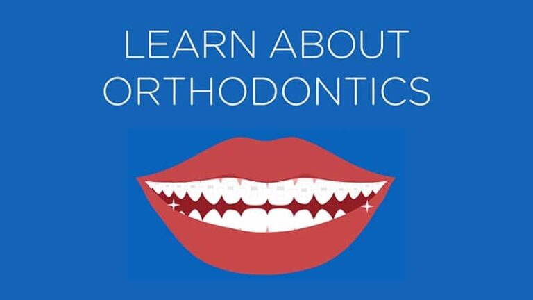 A thumbnail for a video with a smiling mouth and text “learn about orthodontics