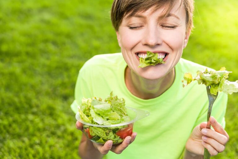 Women eating health food